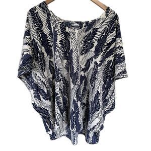 Manuheallii Women's Hawaiian Palapalai Batwing Oversize Tunic Blouse M/L